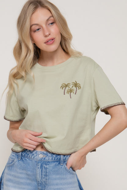 CT 2840 - Short Sleeve Embroidered Jersey Top