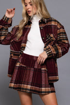 SKT 1095 - Brushed Plaid Pleated Skirt