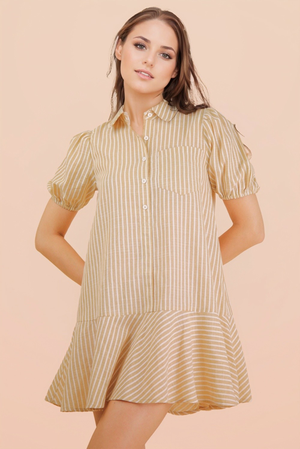 CD 3758 - Puff Sleeve Shirt Dress
