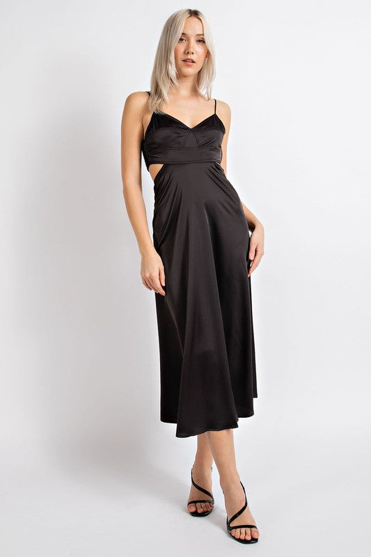 LD 629 - Satin Cutout Maxi Dress