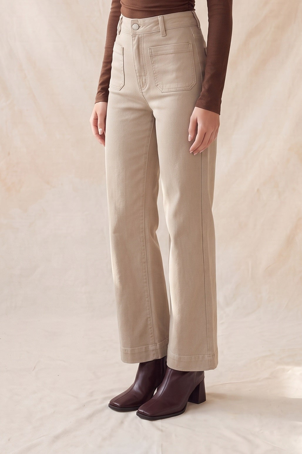 P 873 - Front Pocket Wide Leg Jeans