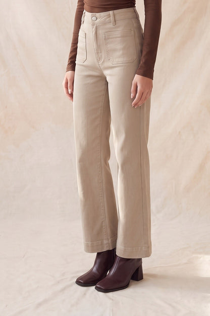 P 873 - Front Pocket Wide Leg Jeans