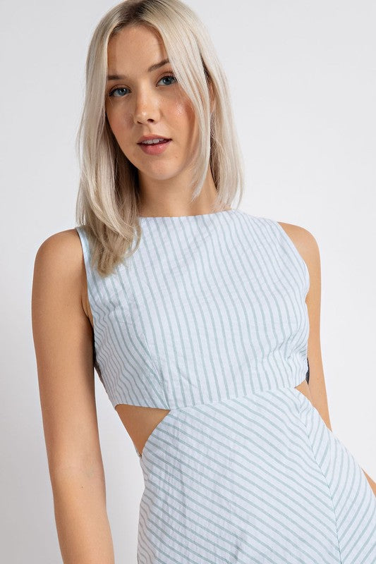 LD 626 - Striped Sleeveless Midi Dress