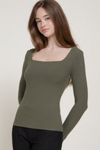 CT 2859 - Square Neck Double Layer Knit Top
