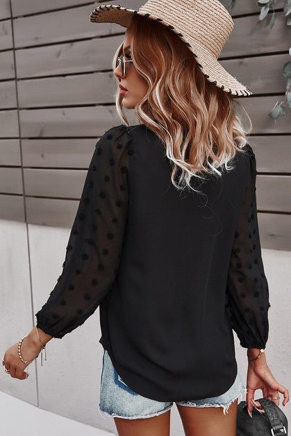 DT 1777 - Lantern Sleeve Swiss Dot Shirt
