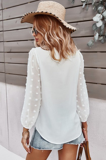 DT 1777 - Lantern Sleeve Swiss Dot Shirt