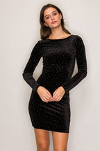 DD 1473 - Low Back Studded Velvet Mini Dress