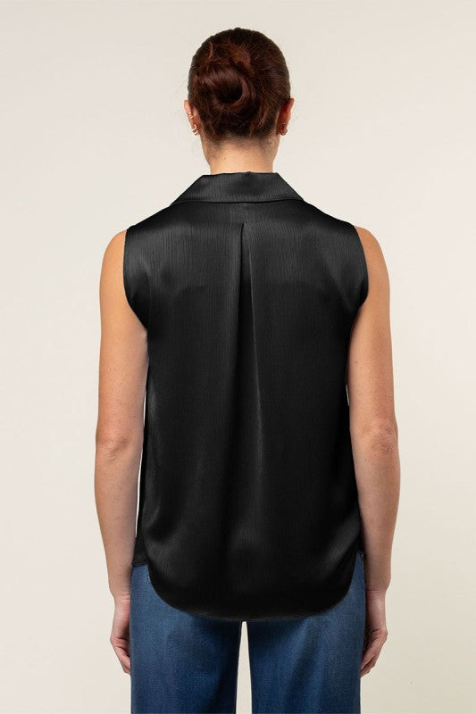 DT 1852 - Sleeveless Satin Shirt
