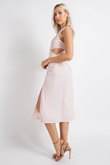 LD 626 - Striped Sleeveless Midi Dress