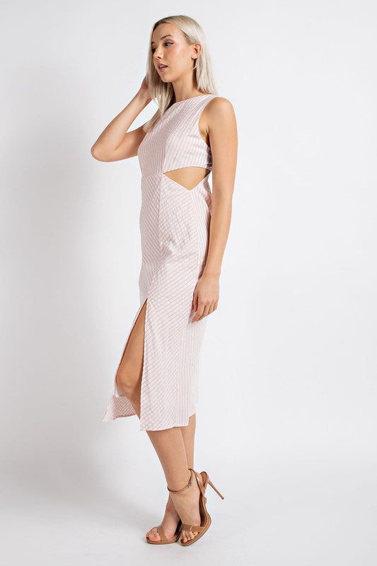 LD 626 - Striped Sleeveless Midi Dress