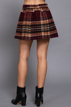 SKT 1095 - Brushed Plaid Pleated Skirt