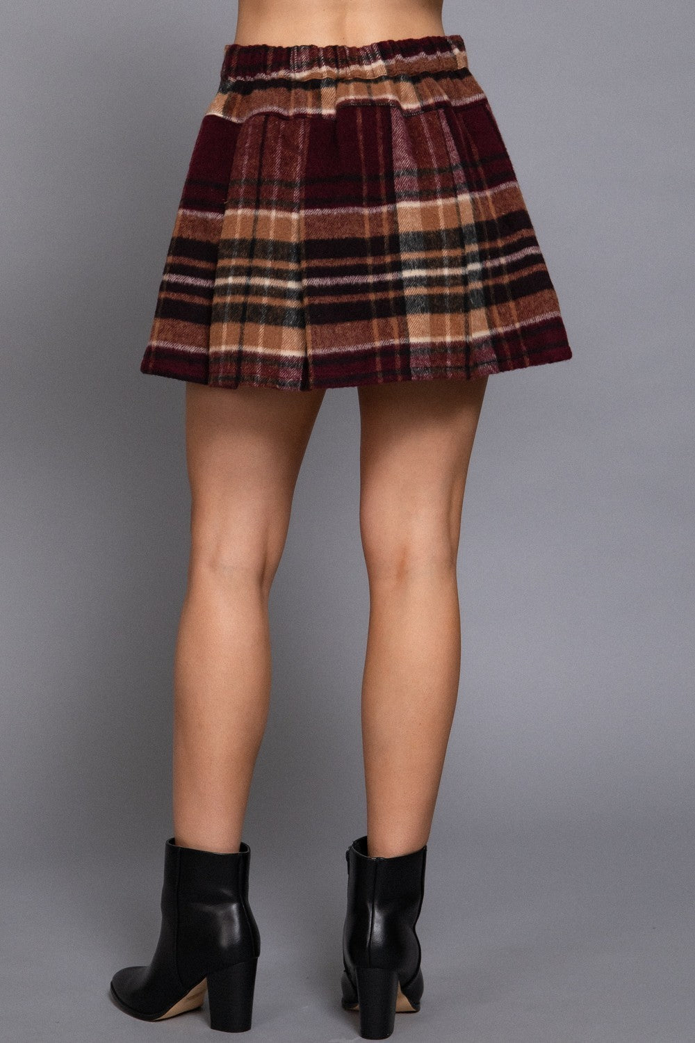 SKT 1095 - Brushed Plaid Pleated Skirt