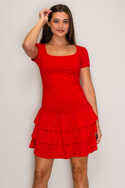 CD 3754 - Three Tier Ruffled Mini Dress