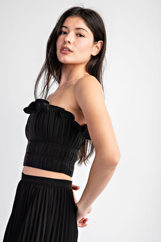 SET 036 - Pleated Satin Tube Top