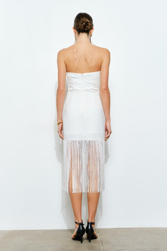 DD 1385 - Cutout Neckline Fringe Dress