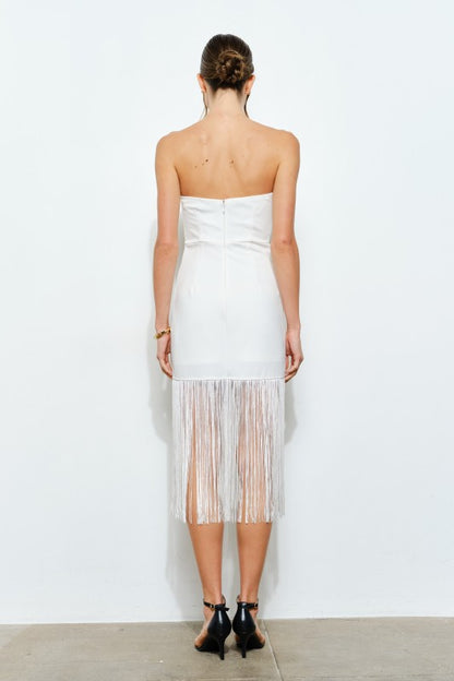DD 1385 - Cutout Neckline Fringe Dress