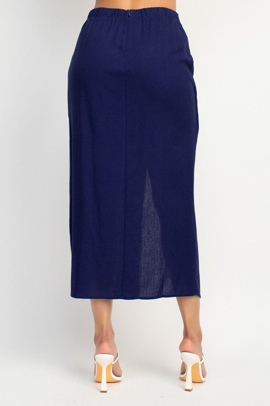 SKT 947 - Wrap Linen Midi Skirt