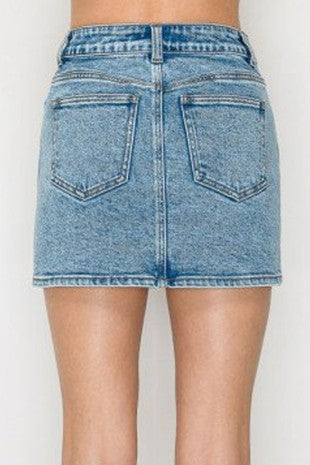 SKT 1070 - A Line Denim Mini Skirt