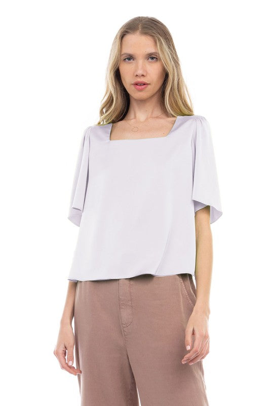 CT 2797 - Cropped Short Sleeve Blouse