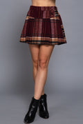 SKT 1095 - Brushed Plaid Pleated Skirt