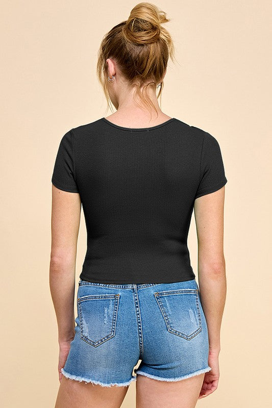 CT 2683 - Ribbed Short Sleeve Top