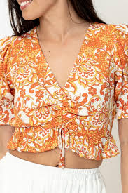 CT 2824 - Retro Print Ruffle Top