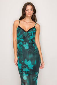 DD 1421 - Printed Mesh Lace Maxi Dress