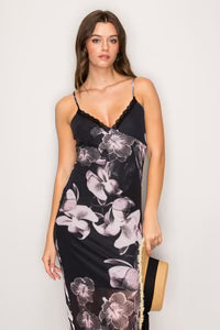 DD 1421 - Printed Mesh Lace Maxi Dress