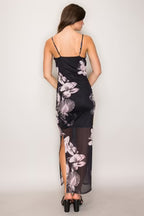DD 1421 - Printed Mesh Lace Maxi Dress