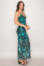 DD 1421 - Printed Mesh Lace Maxi Dress
