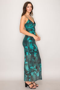 DD 1421 - Printed Mesh Lace Maxi Dress